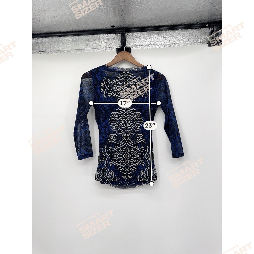 INC Blue Rouched Tight Fitted Top Y2K Fairy grunge Sheer‎ cyber punk whimsigoth - Picture 11 of 12